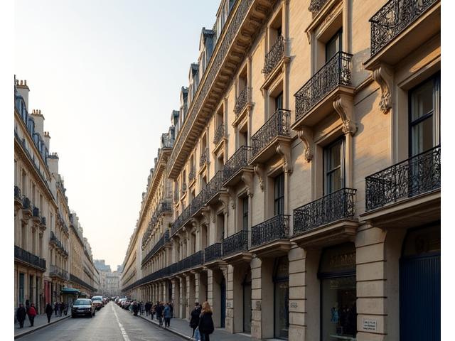 Façade élégante de l'immeuble haussmannien du 315 Rue de Rivoli à Paris.