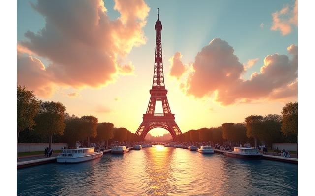 Vue immersive de la Tour Eiffel depuis la Seine en VR.